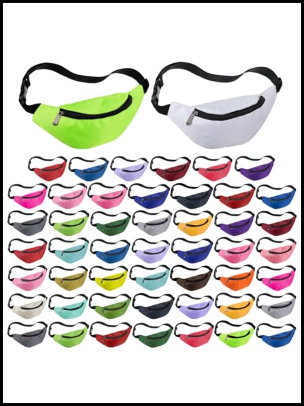 50 Pack Neon Fanny Packs Adjustable Waist Bags Oxford Fabric Water Resistant